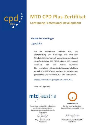 MTD CPD Plus-Zertifikat